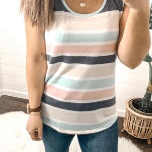 Staccato White and Pink Fitted Sleeveless Tank Top